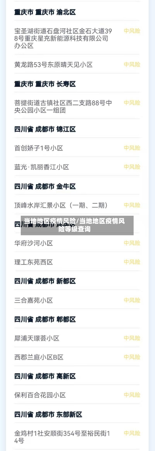 当地地区疫情风险/当地地区疫情风险等级查询