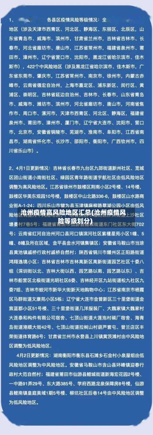 沧州疫情高风险地区汇总(沧州疫情风险等级划分)